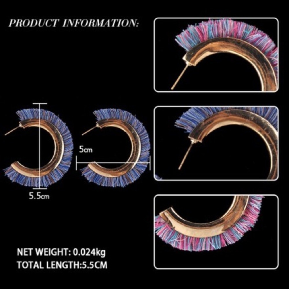 Blue Thread Hoops - Picture 3 of 3